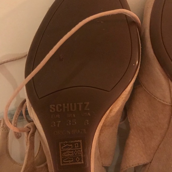 Schutz Ruthie Tan Gladiator Wedge Sandals - Picture 7 of 8